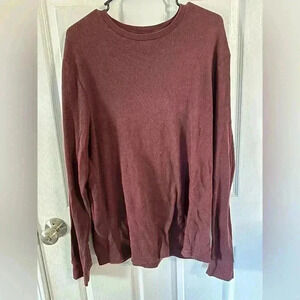 Men’s Maroon Old Navy Thermal Cross Stitched Pull Over Long Sleeve Shirt Size XL
